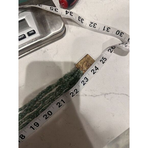 vintage aventurine stone Multi-Strand Green Bead Necklace w/ Square Back Clasp - Picture 11 of 11